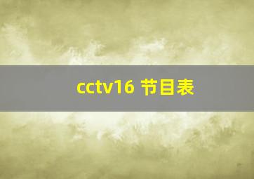 cctv16 节目表